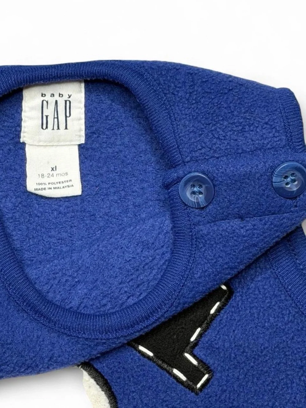VTG Y2K Baby Gap Blue Fleece Snowman Romper Longall 18-24M